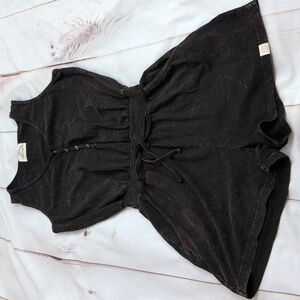 Black Distressed Organic Cotton Ces Femme Sleeveless Romper size Small